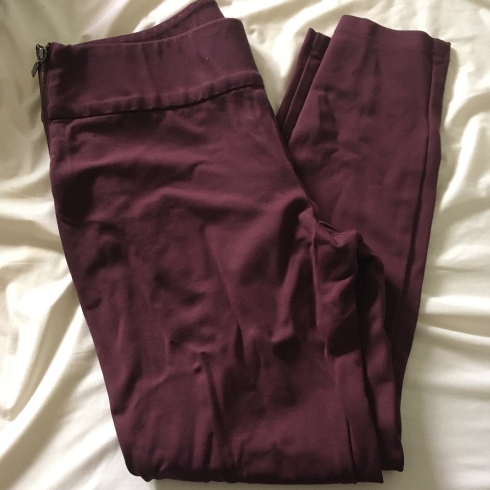 Bar III side zip pants plum